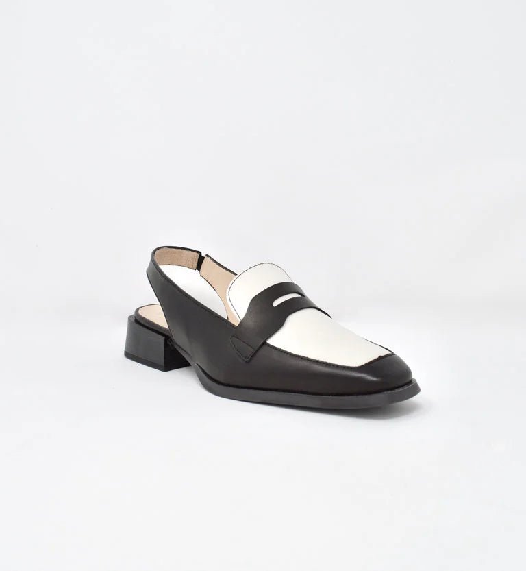 WONDERS ISEO SLINGBACK LOAFER | BLACK/OFF WHITE