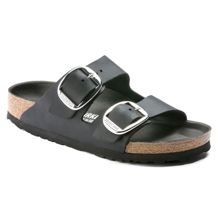 birkenstock arizona big buckle black leather silver buckle