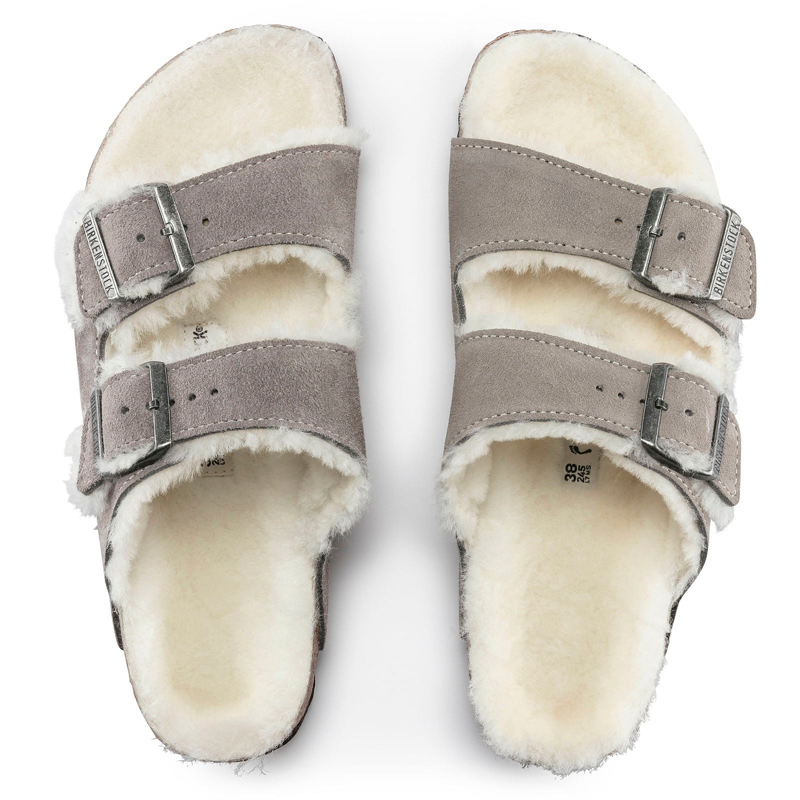 BIRKENSTOCK ARIZONA SHEARLING SUEDE LEATHER | STONE COIN