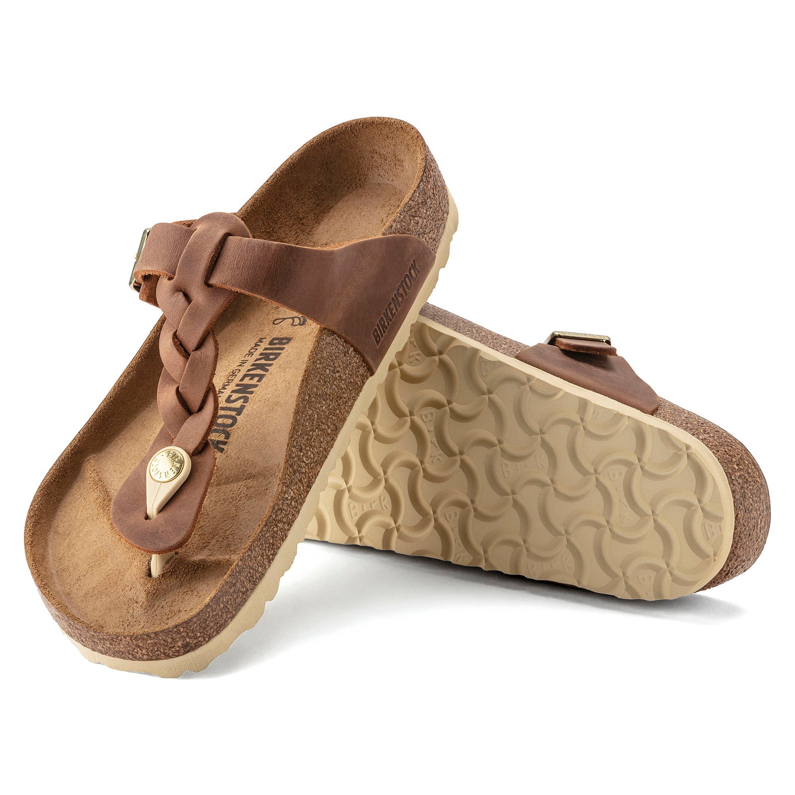 BIRKENSTOCK GIZEH BRAIDED LEATHER | COGNAC
