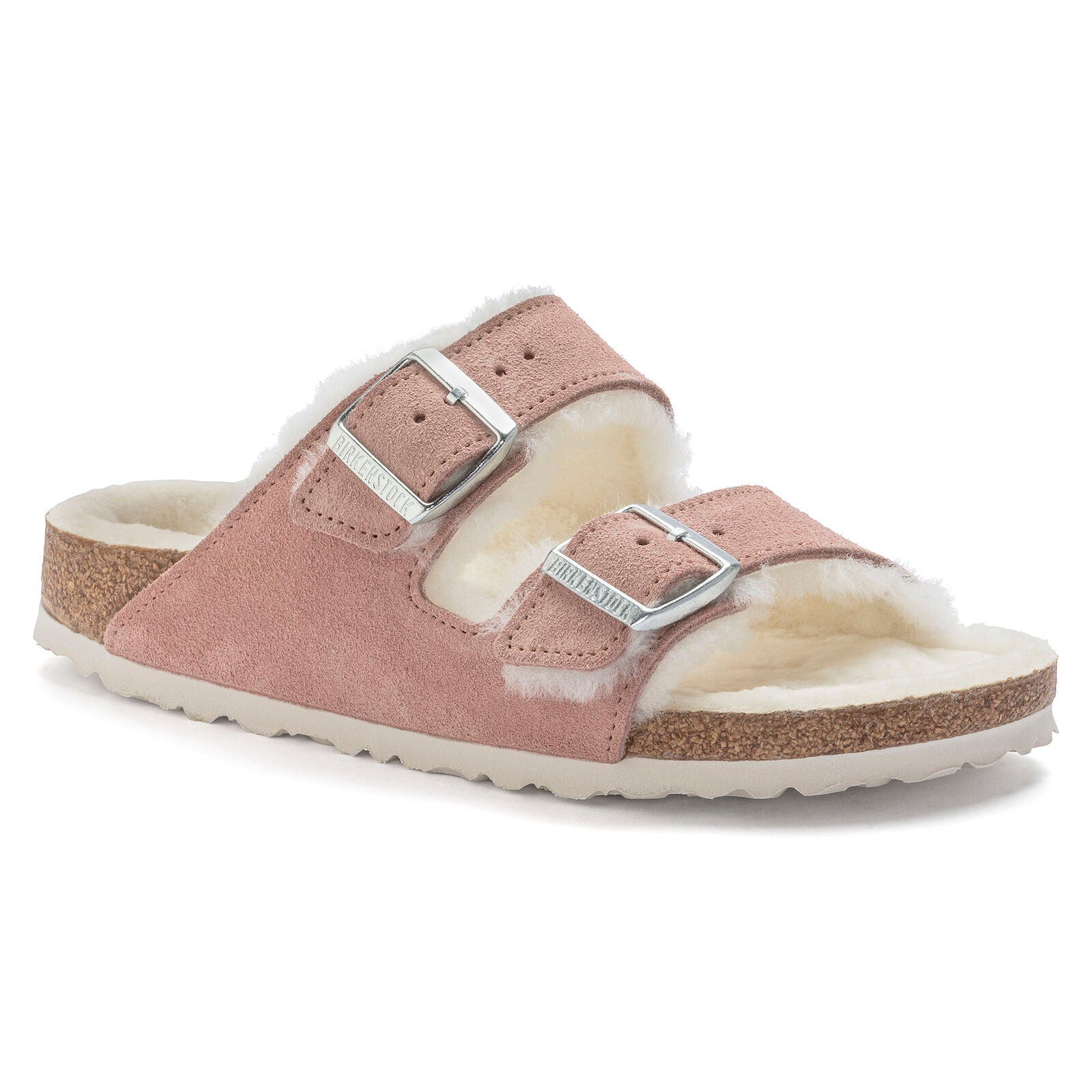 BIRKENSTOCK ARIZONA SHEARLING SUEDE LEATHER | PINK CLAY