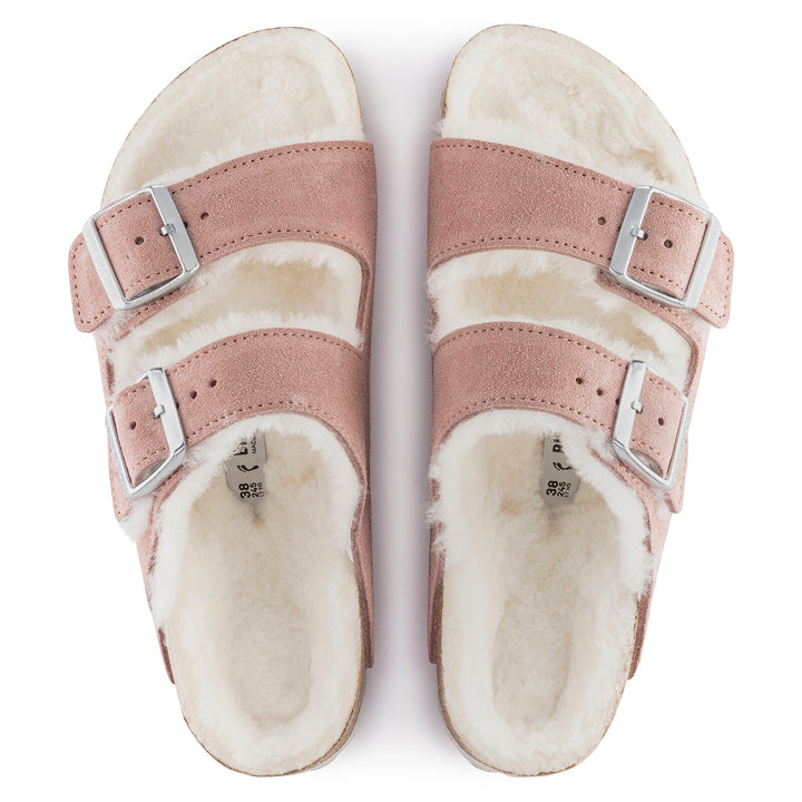 BIRKENSTOCK ARIZONA SHEARLING SUEDE LEATHER | PINK CLAY