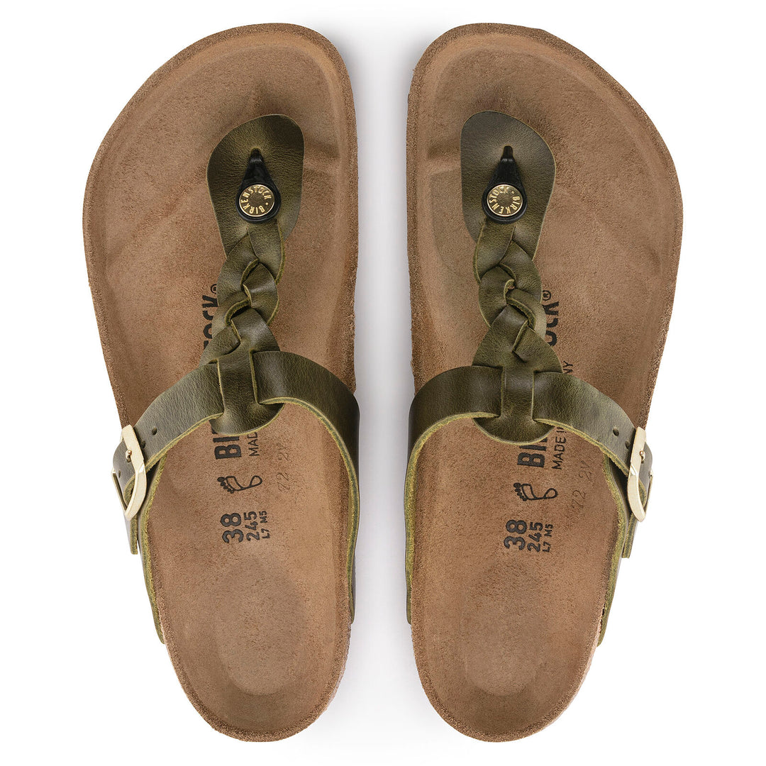 BIRKENSTOCK GIZEH BRAIDED LEATHER | OLIVE GREEN