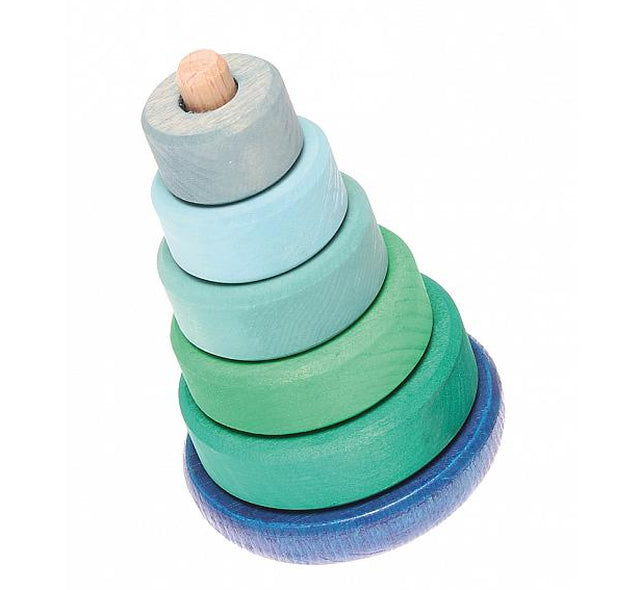 GRIMM'S WOBBLY STACKING TOWER - BLUE/GREEN