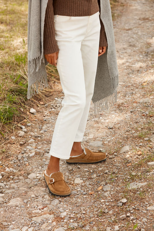 BIRKENSTOCK BUCKLEY SHEARLING SUEDE LEATHER | TEA