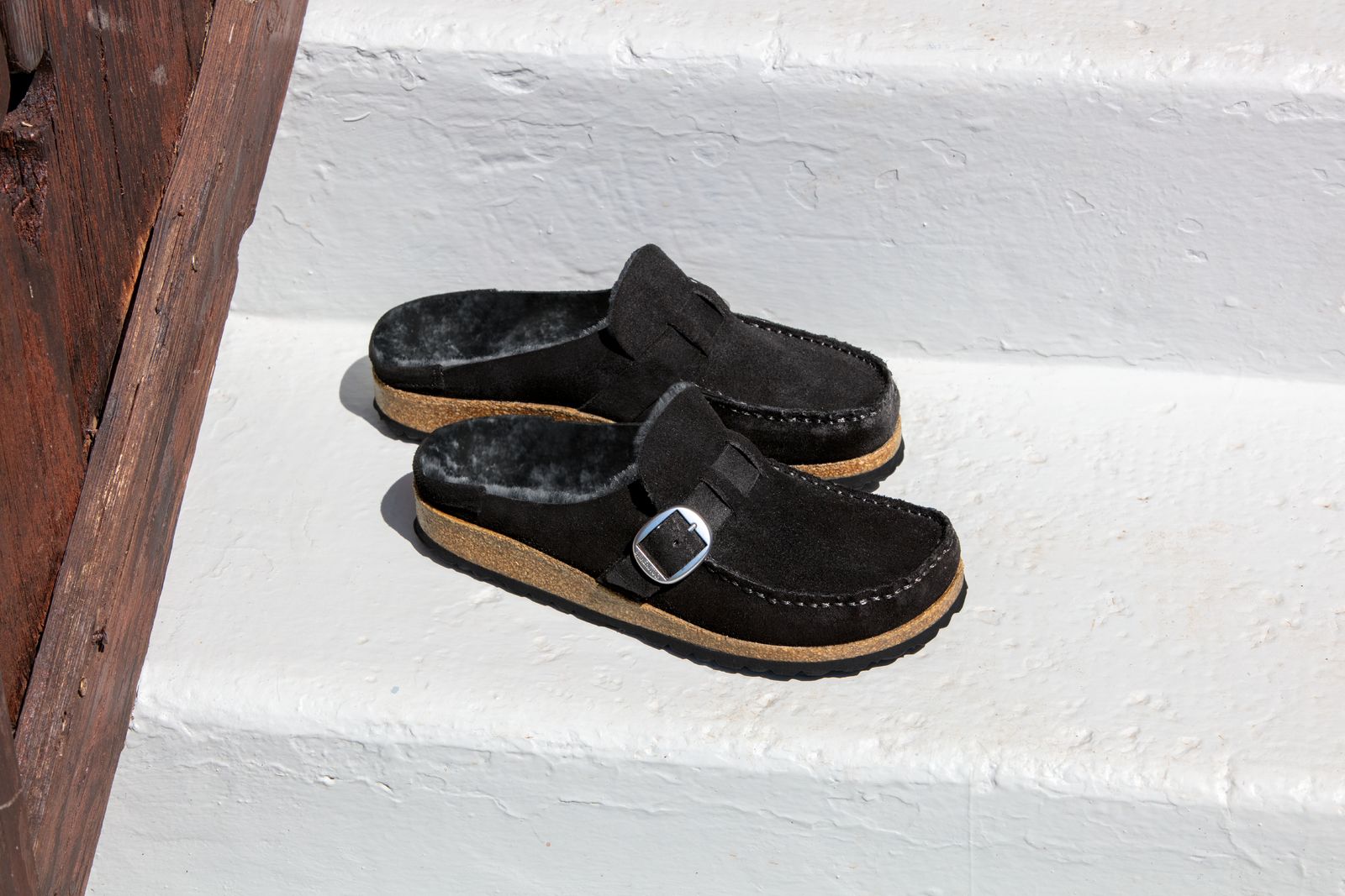 BIRKENSTOCK BUCKLEY SHEARLING SUEDE LEATHER | BLACK