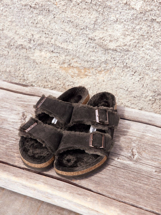 BIRKENSTOCK ARIZONA SHEARLING SUEDE LEATHER | MOCHA