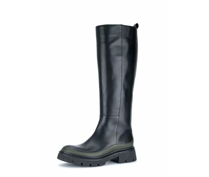 GABOR TALL LEATHER BOOT | BLACK