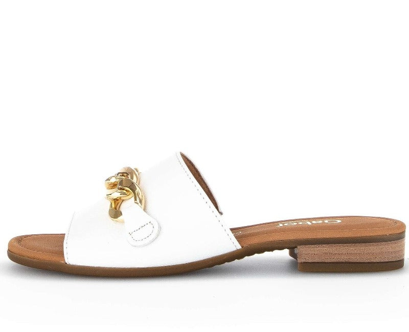 GABOR MULE SLIP ON SMOOTH LEATHER | WHITE