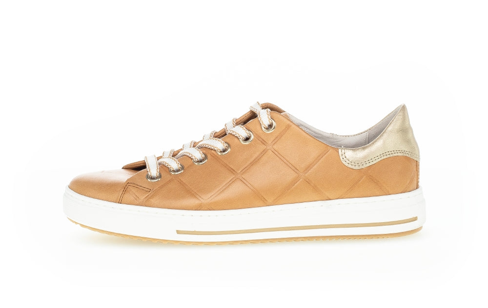GABOR QUILTED LOW TOP LEATHER RUNNER | BROWN