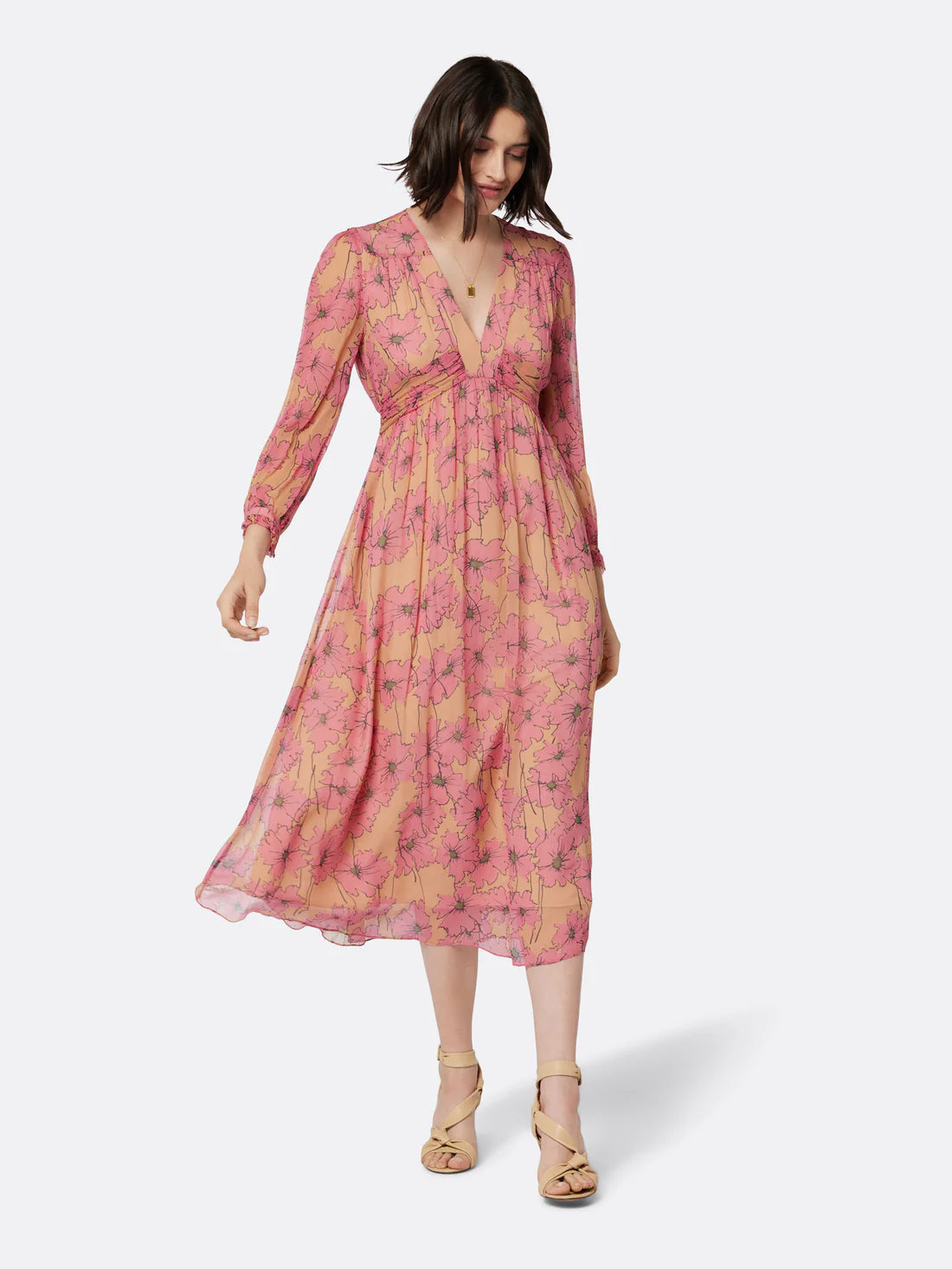 JOIE KAZ MAXI SILK DRESS | SANDSTORM MULTI PINK