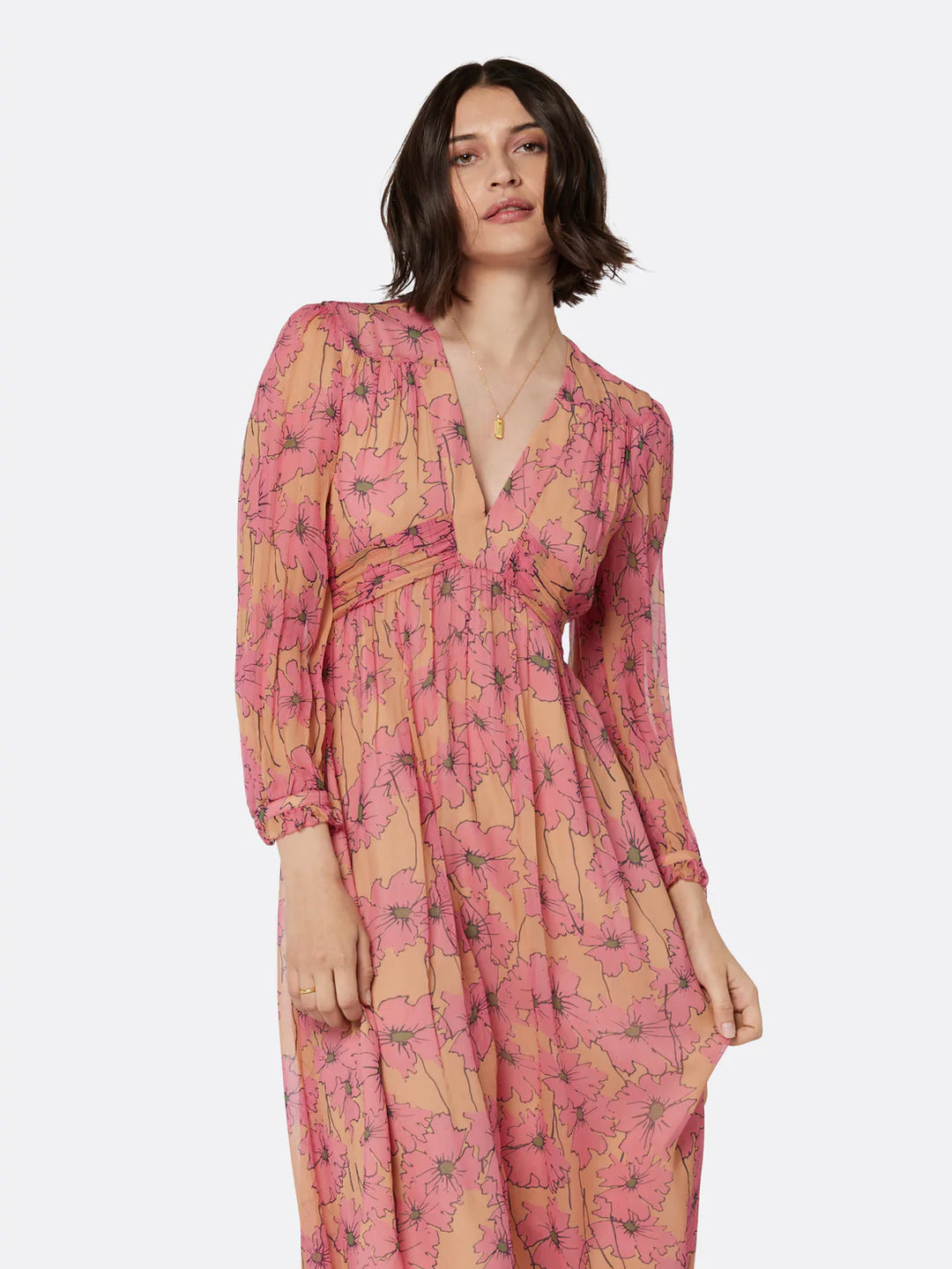 JOIE KAZ MAXI SILK DRESS | SANDSTORM MULTI PINK