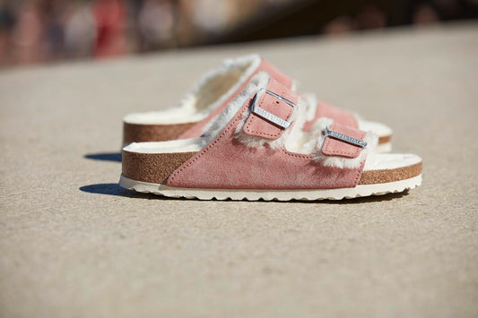 BIRKENSTOCK ARIZONA SHEARLING SUEDE LEATHER | PINK CLAY