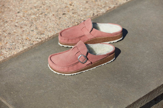 BIRKENSTOCK BUCKLEY SHEARLING SUEDE LEATHER | PINK CLAY