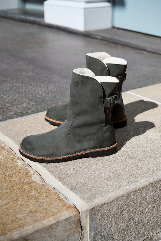 BIRKENSTOCK UPPSALA SHEARLING SUEDE LEATHER | GRAPHITE
