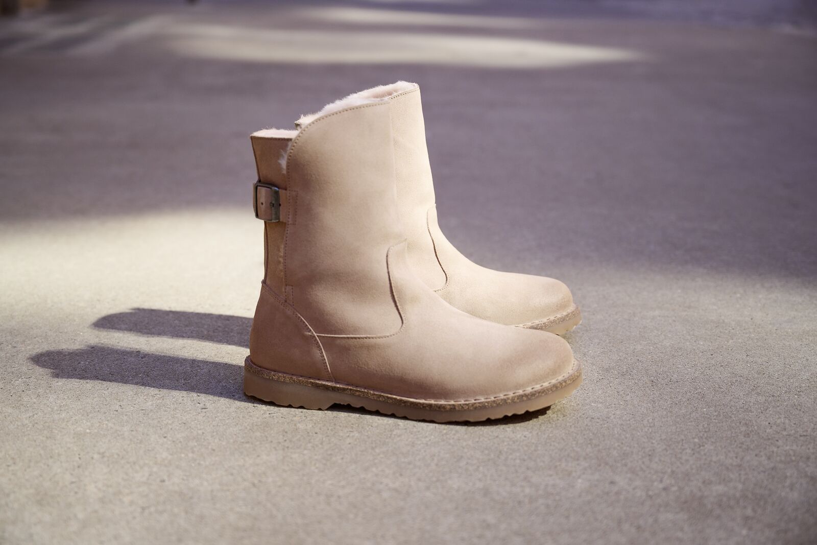 BIRKENSTOCK UPPSALA SHEARLING SUEDE LEATHER | GRAY TAUPE
