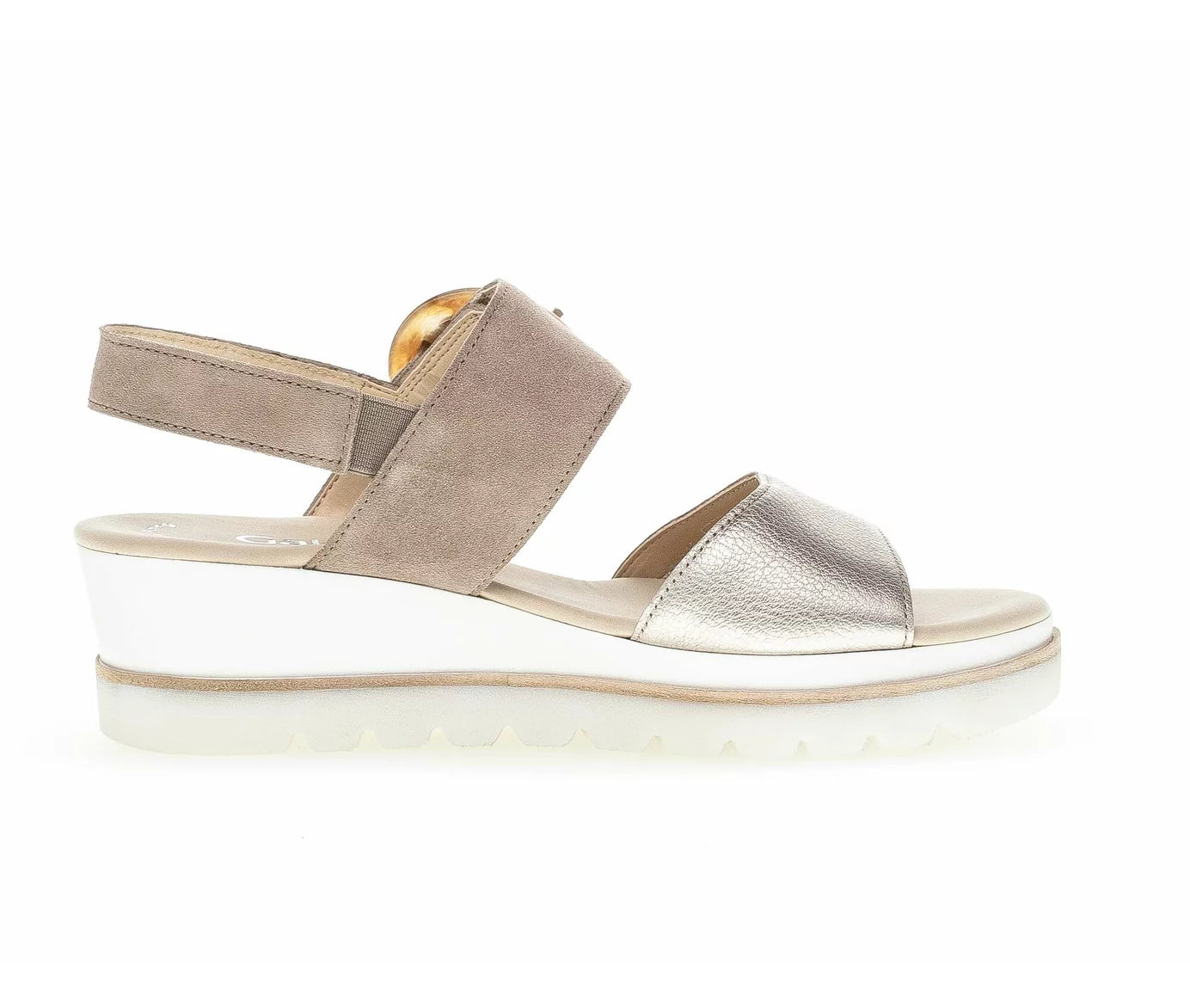 GABOR BUCKLE WEDGE SANDAL | PEWTER