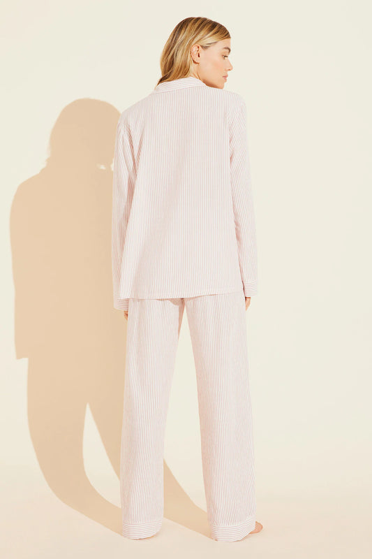EBERJEY NAUTICO STRIPED WOVEN COTTON LONG PJ SET
