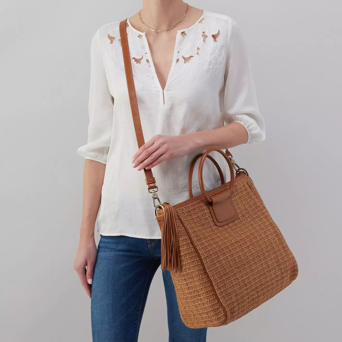 HOBO SHEILA LARGE SATCHEL | RAFFIA