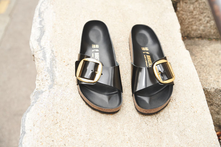 BIRKENSTOCK MADRID BIG BUCKLE HIGH SHINE LEATHER | BLACK