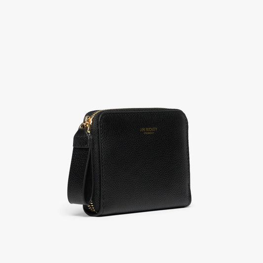 JIM RICKEY SMALL ZIP WALLET GRAINED LEATHER | BLACK
