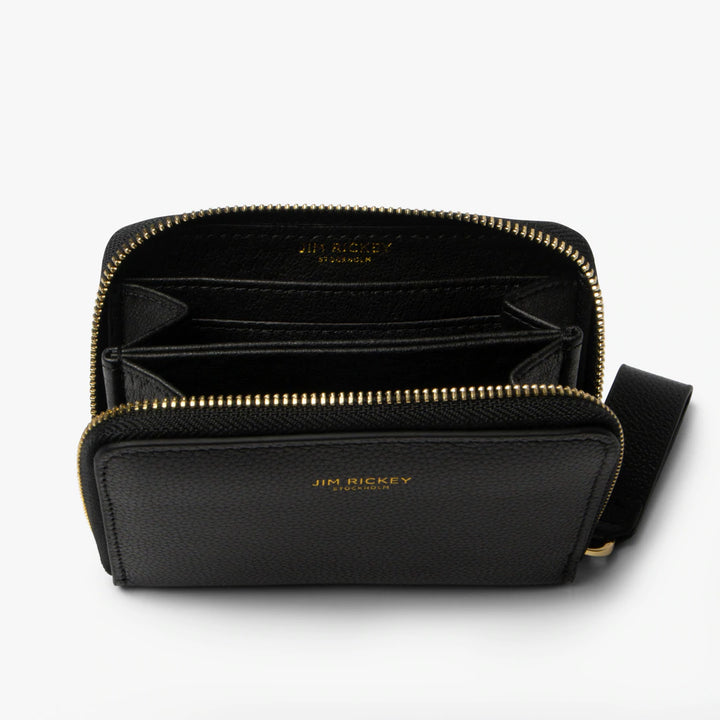JIM RICKEY SMALL ZIP WALLET GRAINED LEATHER | BLACK